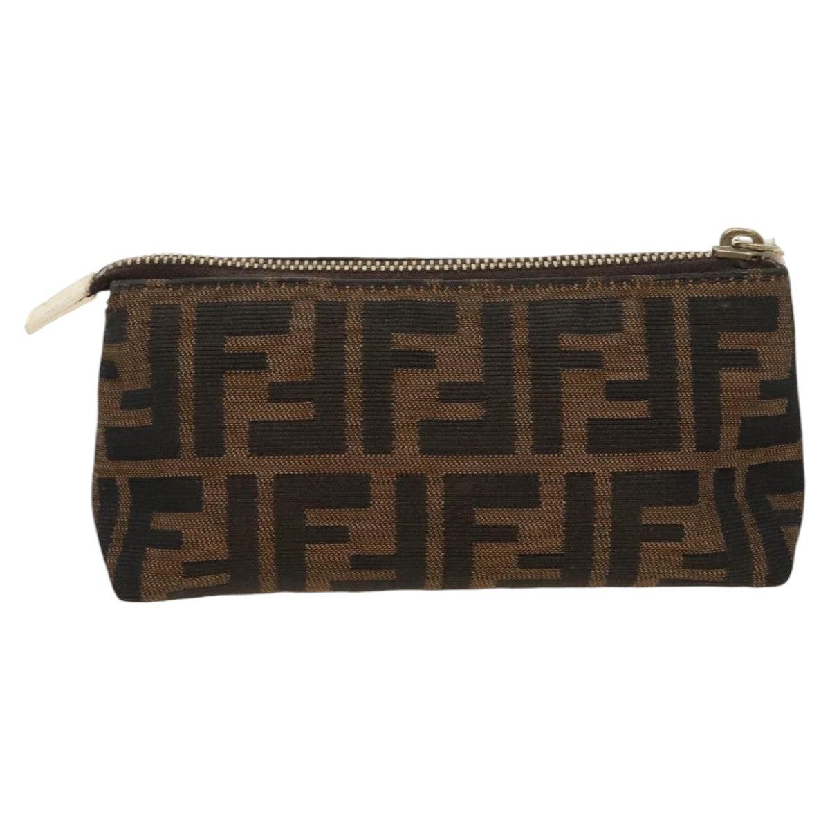 FENDI Zucca Canvas Pouch Brown Black Silverfm4028