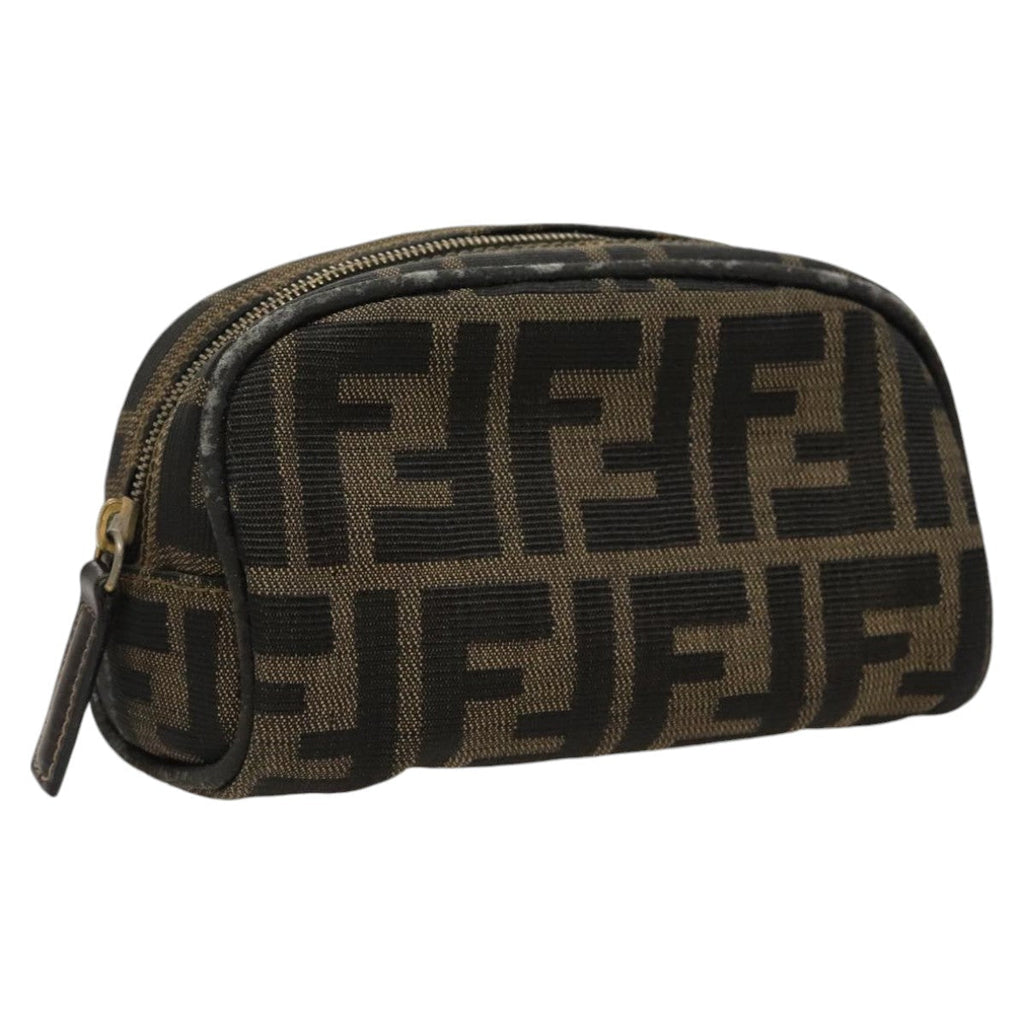 FENDI Zucca Canvas Pouch Brown Blackfm4029