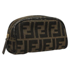 FENDI Zucca Canvas Pouch Brown Blackfm4029