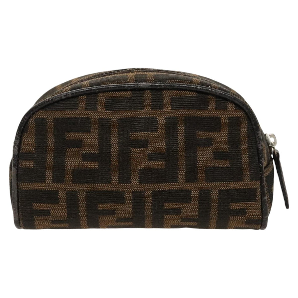 FENDI Zucca Canvas Pouch Brown Black Silverfm4030