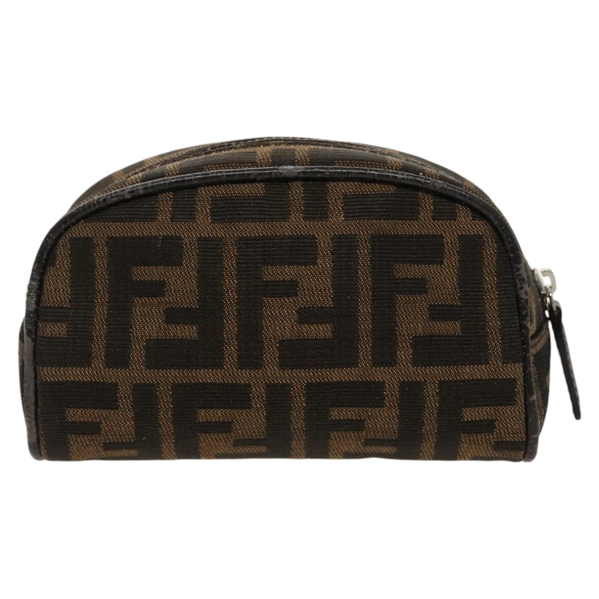 FENDI Zucca Canvas Pouch Brown Black Silverfm4030