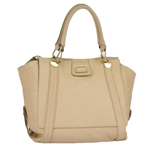 Chloe Tote Bag Leather Beige Gold fm4079