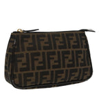 FENDI Zucca Canvas Pouch Brown Blackfm4107