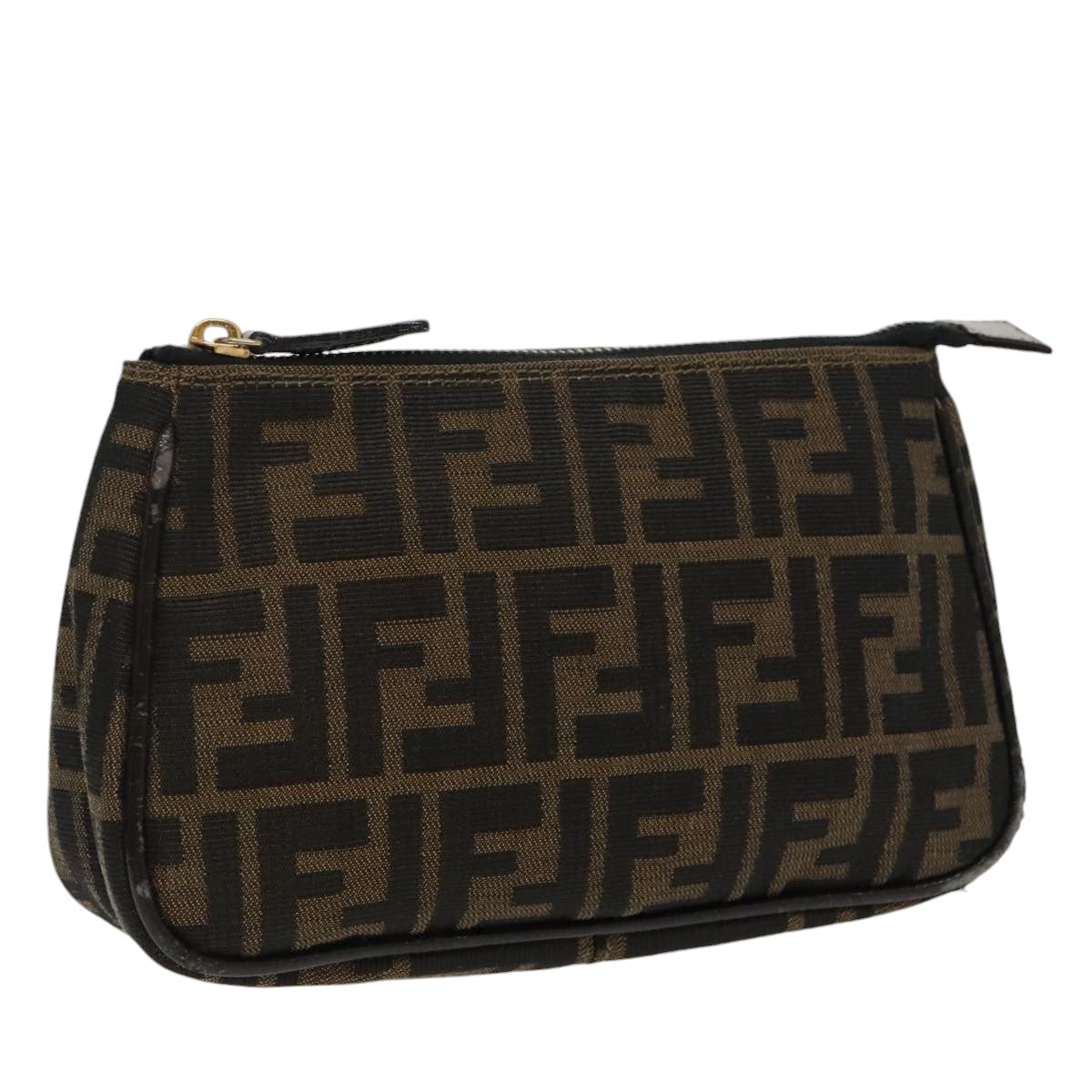 FENDI Zucca Canvas Pouch Brown Blackfm4107