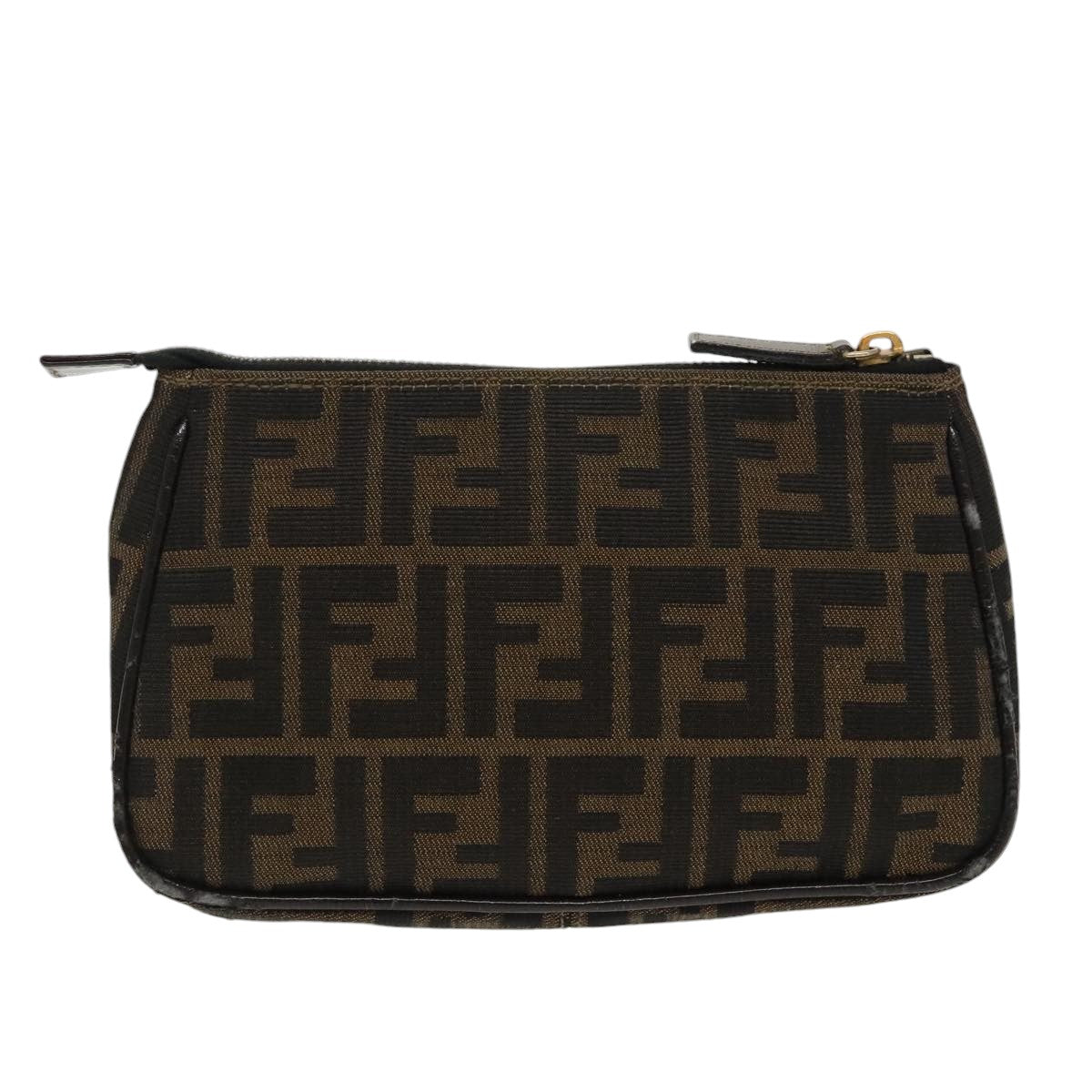 FENDI Zucca Canvas Pouch Brown Blackfm4107
