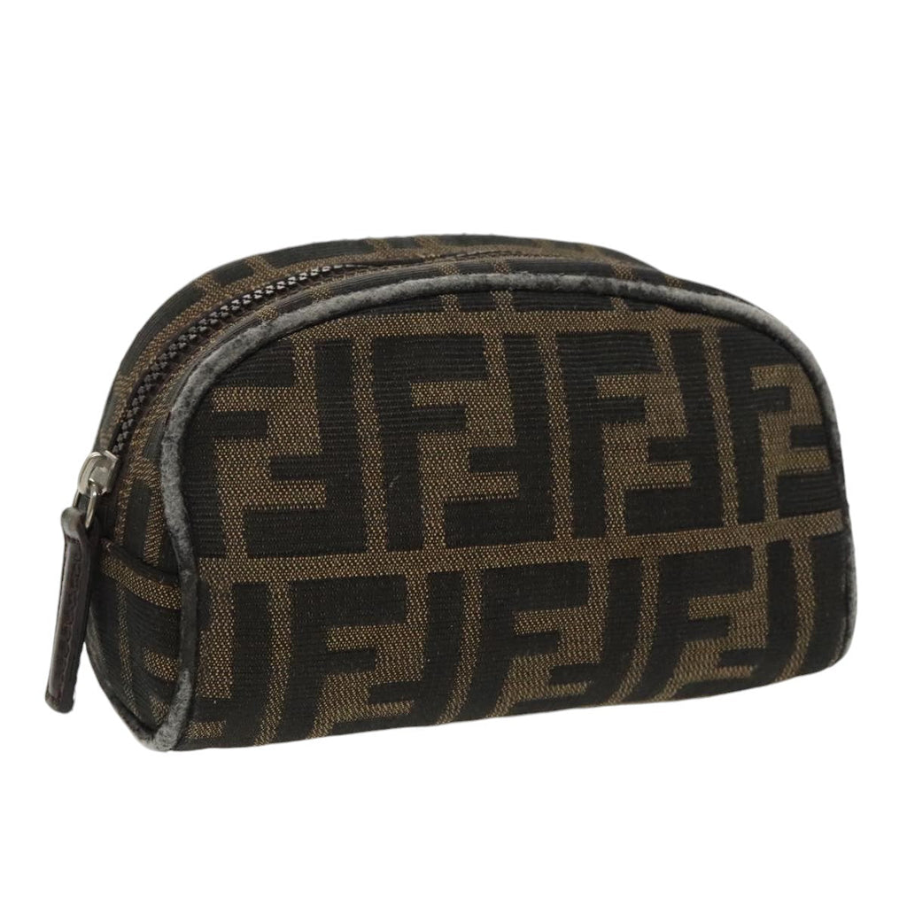 FENDI Zucca Canvas Pouch Brown Blackfm4108