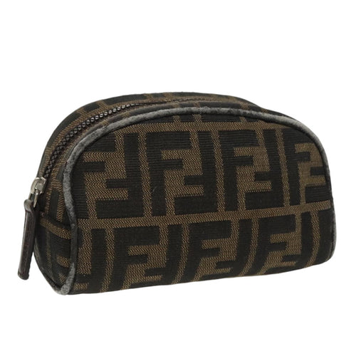 FENDI Zucca Canvas Pouch Brown Blackfm4108