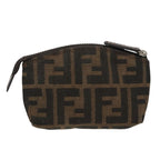 FENDI Zucca Canvas Pouch Brown Blackfm4109