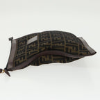 FENDI Zucca Canvas Clutch Bag Brown Black goldfm4148
