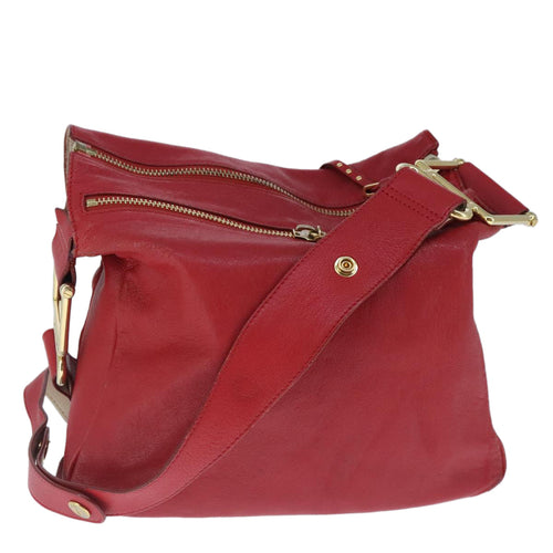 Chloe Paddington Shoulder Bag Leather Red Gold fm4172