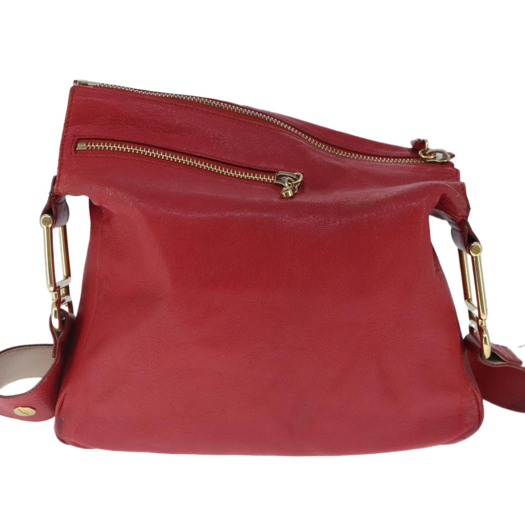 Chloe Paddington Shoulder Bag Leather Red Gold fm4172