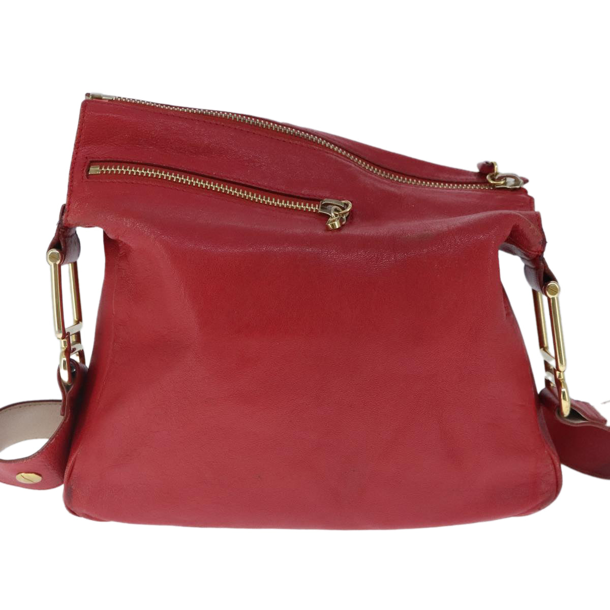 Chloe Paddington Shoulder Bag Leather Red Gold fm4172