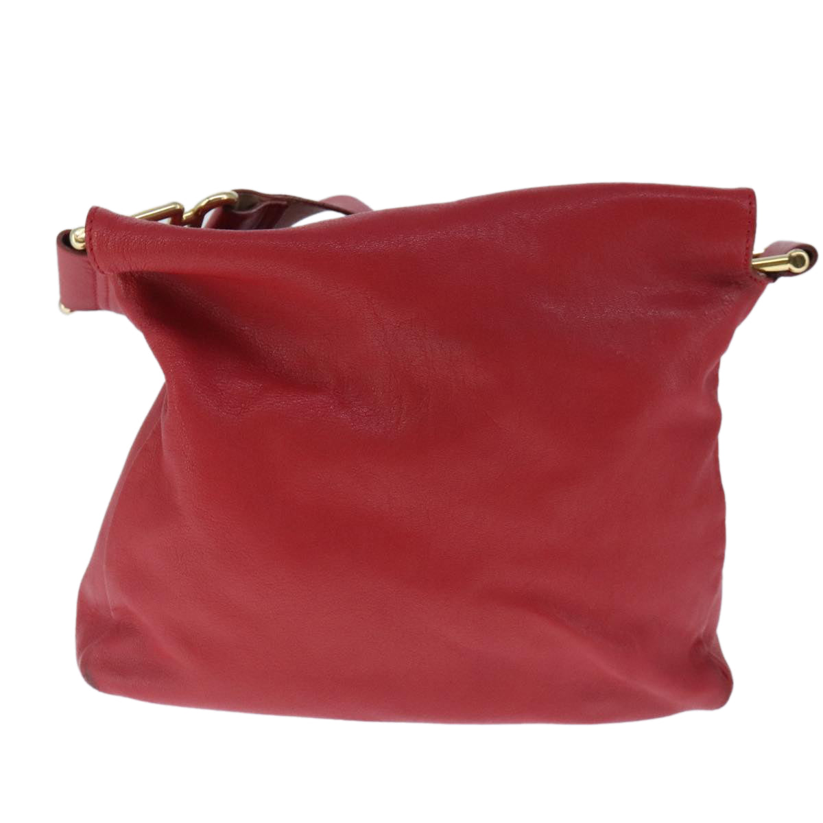 Chloe Paddington Shoulder Bag Leather Red Gold fm4172