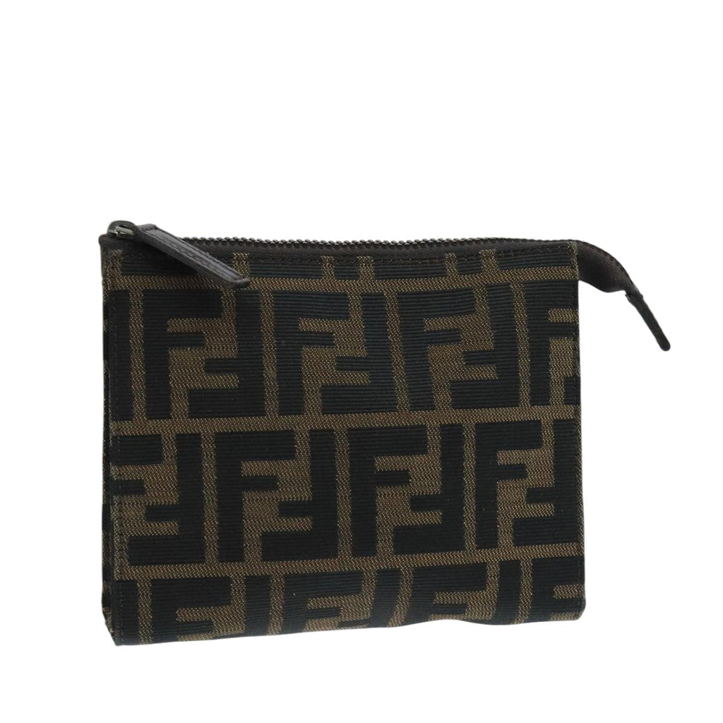 FENDI Zucca Canvas Pouch Brown Blackfm4179