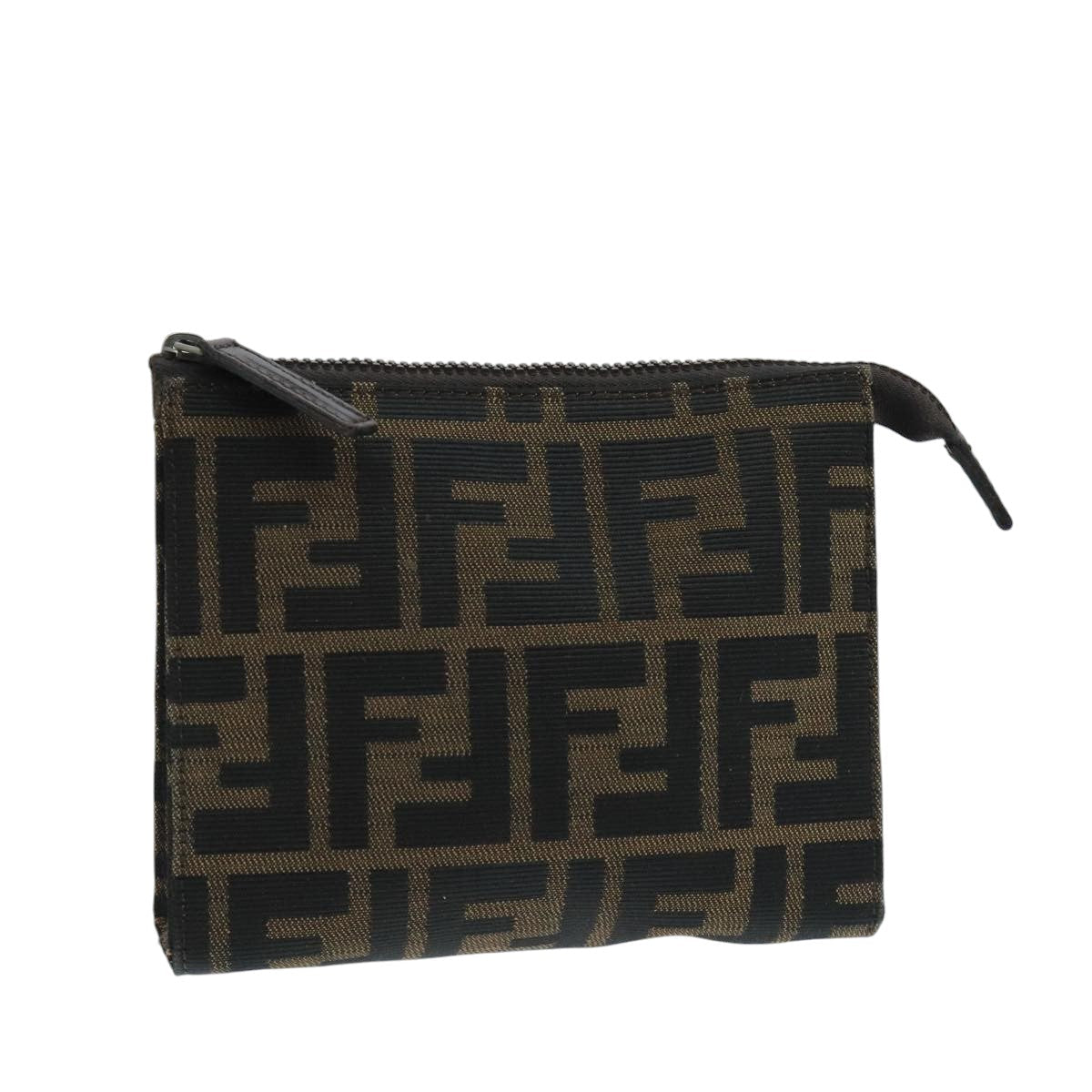 FENDI Zucca Canvas Pouch Brown Blackfm4179