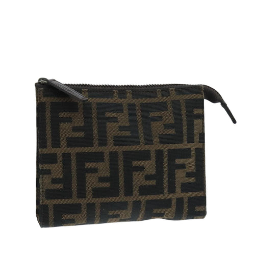 FENDI Zucca Canvas Pouch Brown Blackfm4179