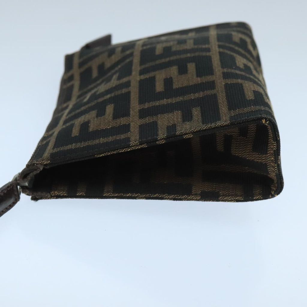 FENDI Zucca Canvas Pouch Brown Blackfm4179
