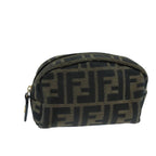 FENDI Zucca Canvas Pouch Brown Blackfm4180