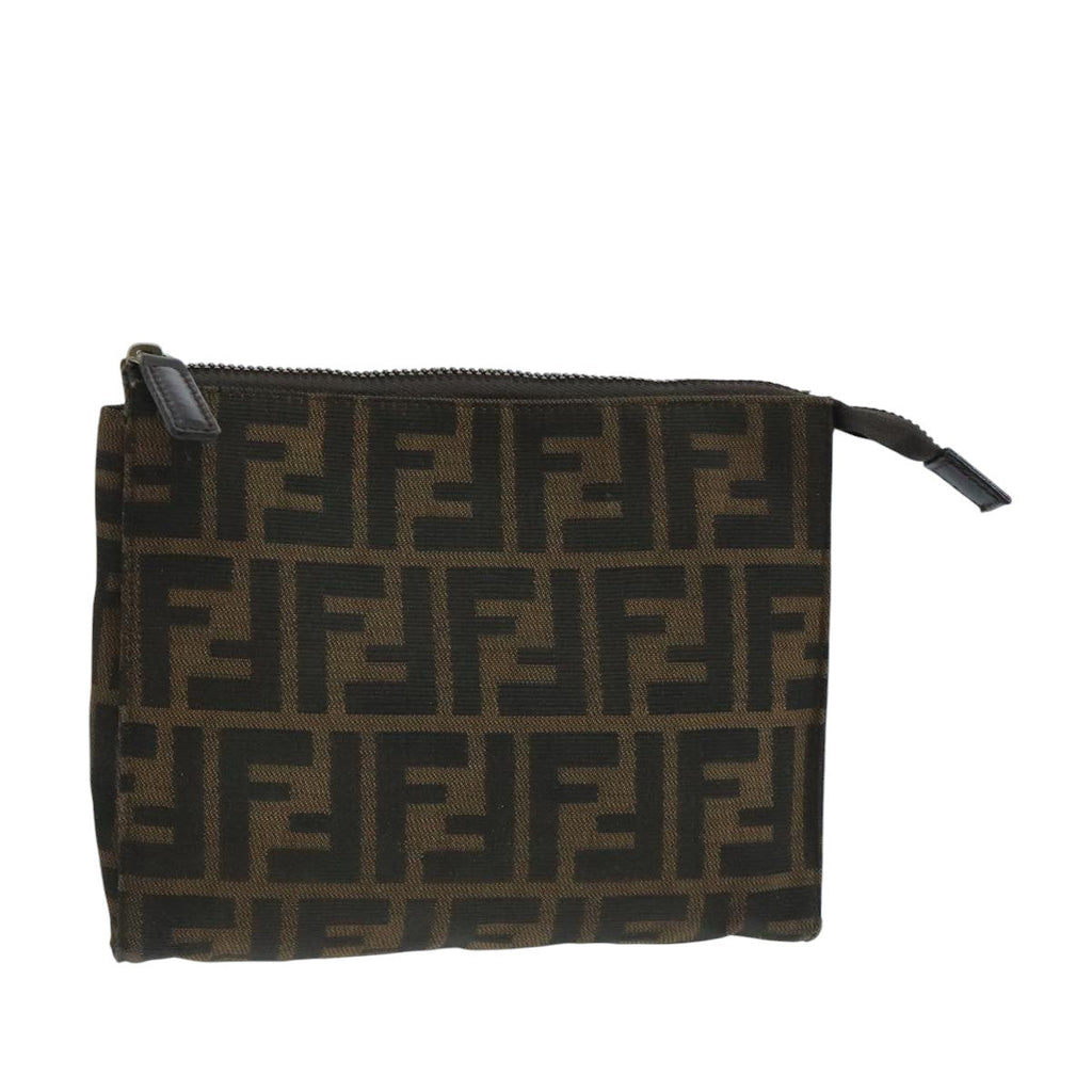 FENDI Zucca Canvas Pouch Brown Blackfm4181