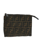 FENDI Zucca Canvas Pouch Brown Blackfm4181