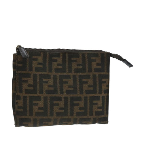 FENDI Zucca Canvas Pouch Brown Blackfm4181