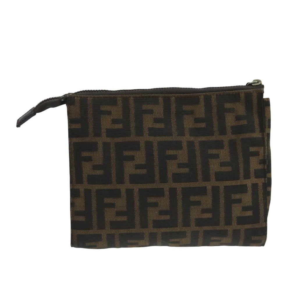 FENDI Zucca Canvas Pouch Brown Blackfm4181