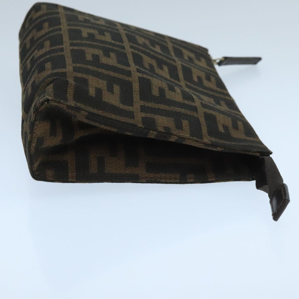 FENDI Zucca Canvas Pouch Brown Blackfm4181