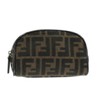 FENDI Zucca Canvas Pouch Brown Blackfm4182