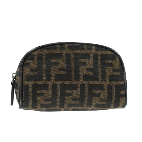 FENDI Zucca Canvas Pouch Brown Blackfm4182