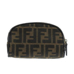 FENDI Zucca Canvas Pouch Brown Blackfm4182