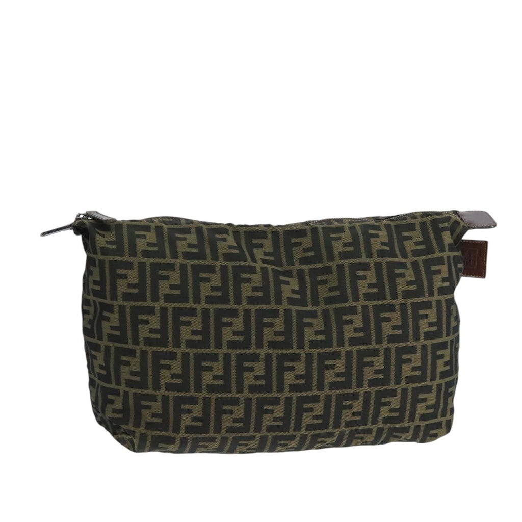 FENDI Zucca Canvas Pouch Brown Blackfm4183