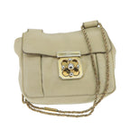 Chloe Chain Elsie Shoulder Bag Leather Beige Gold fm4208