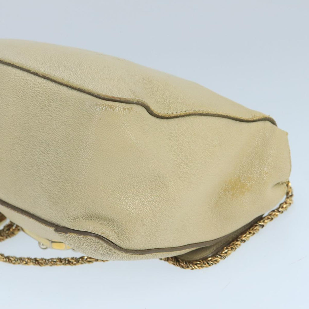 Chloe Chain Elsie Shoulder Bag Leather Beige Gold fm4208