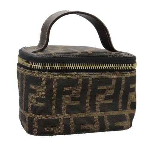 FENDI Zucca Canvas Vanity Pouch Brown Blackfm4232