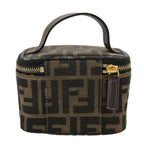 FENDI Zucca Canvas Vanity Pouch Brown Blackfm4232
