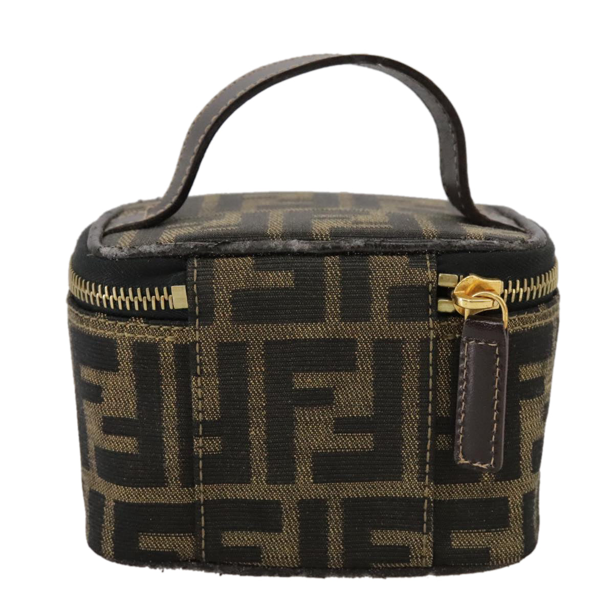 FENDI Zucca Canvas Vanity Pouch Brown Blackfm4232