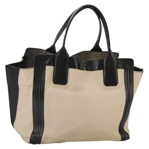 Chloe Anson Hand Bag Leather White Black fm4271