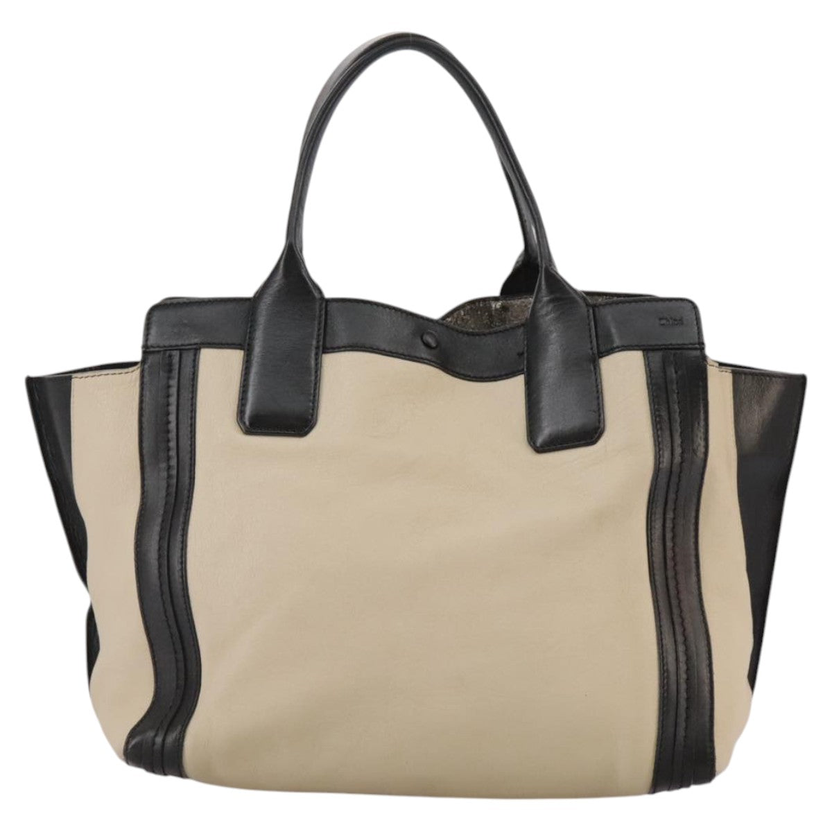 Chloe Anson Hand Bag Leather White Black fm4271