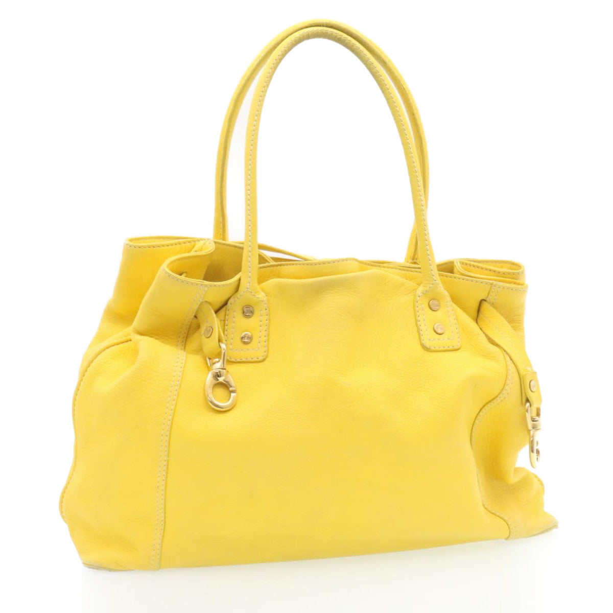 CELINE Shoulder Bag Leather Yellow  fm965