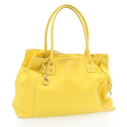CELINE Shoulder Bag Leather Yellow  fm965