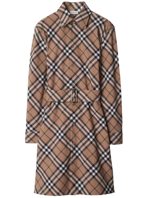 Burberry Women Check Wool Blend Chemisier Dress