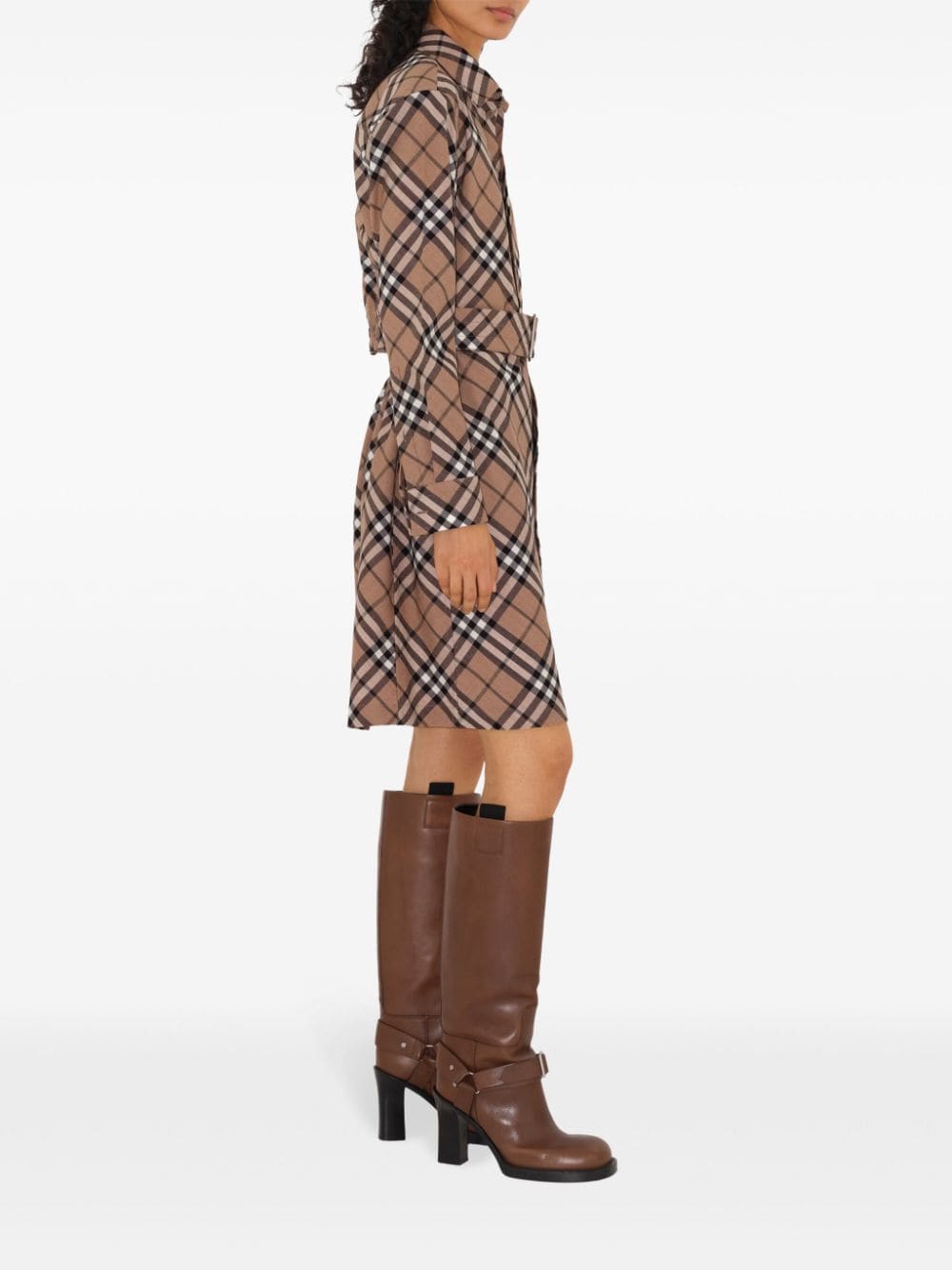 Burberry Women Check Wool Blend Chemisier Dress