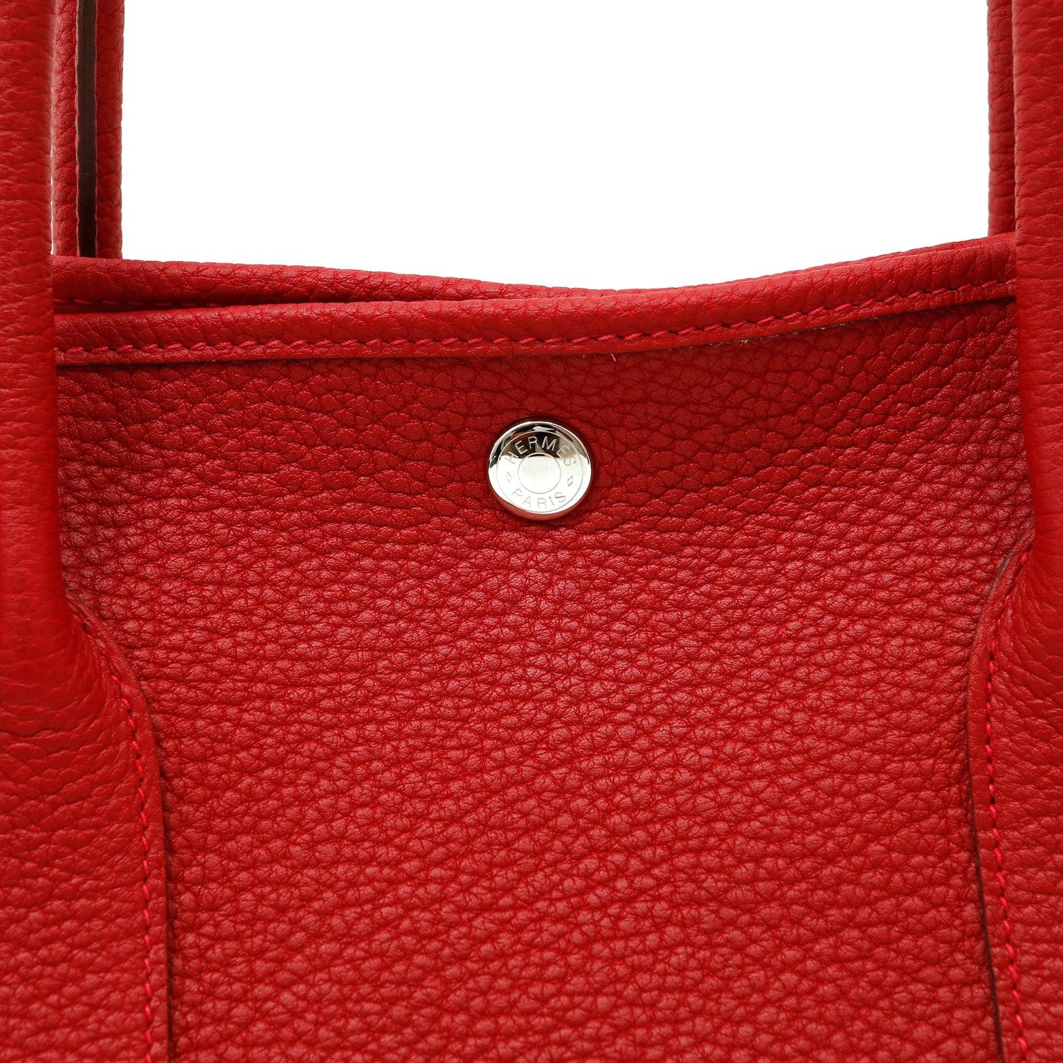 Hermes Red Garden Party Negonda Leather Bag