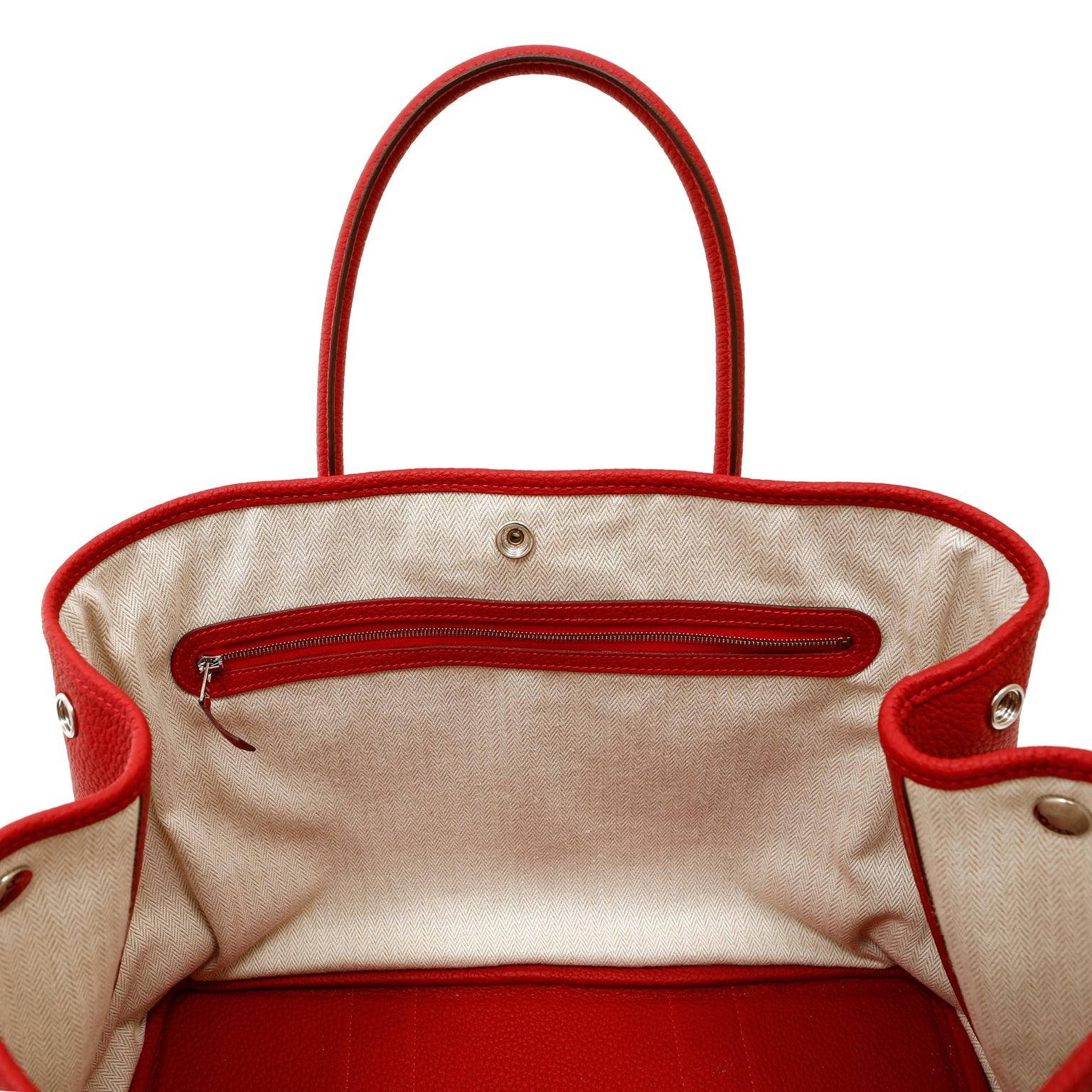 Hermes Red Garden Party Negonda Leather Bag