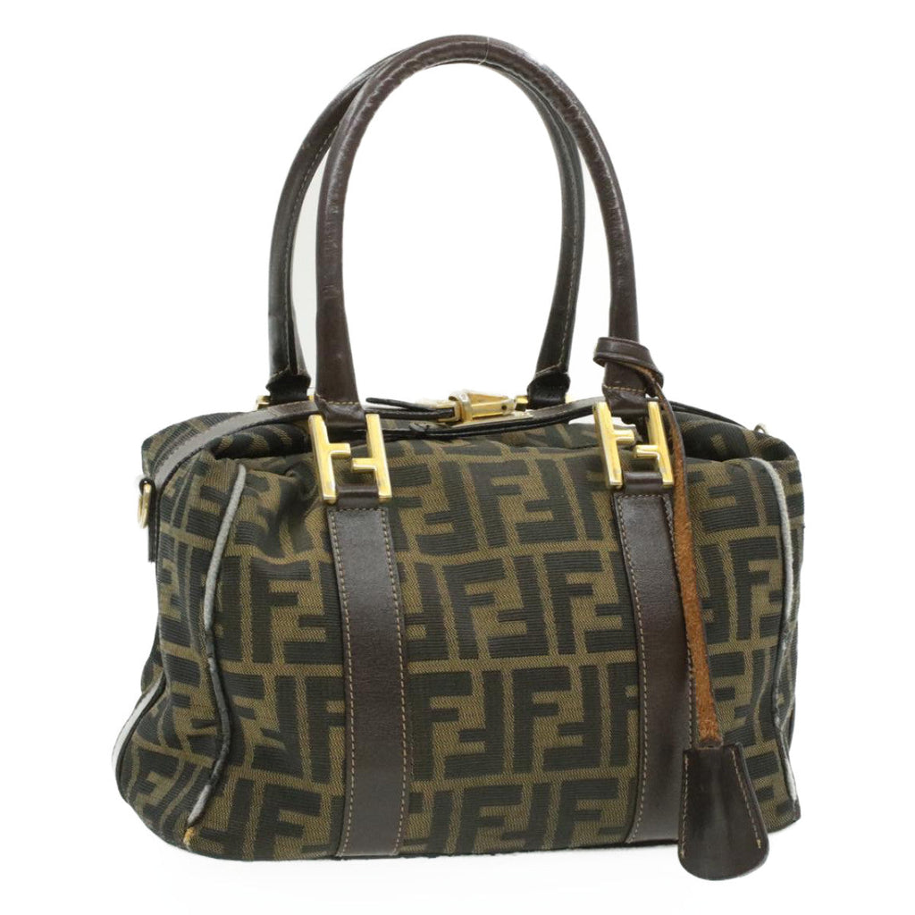 FENDI Zucca Canvas Hand Bag Black Brown  am092g