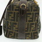 FENDI Zucca Canvas Hand Bag Black Brown Auth am092g