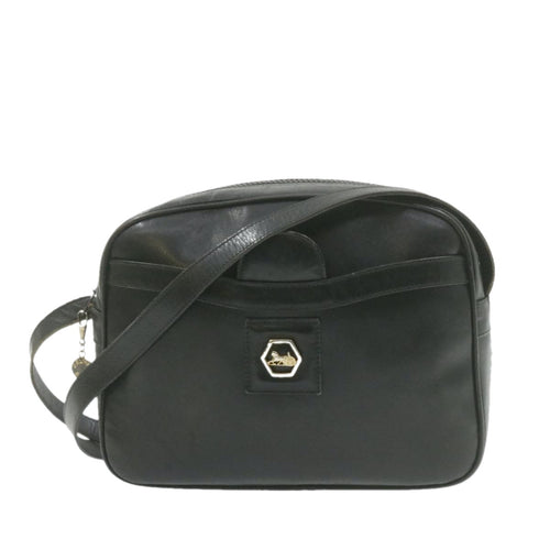 CELINE Horse Carriage Macadam Shoulder Bag Leather Black  am1005g