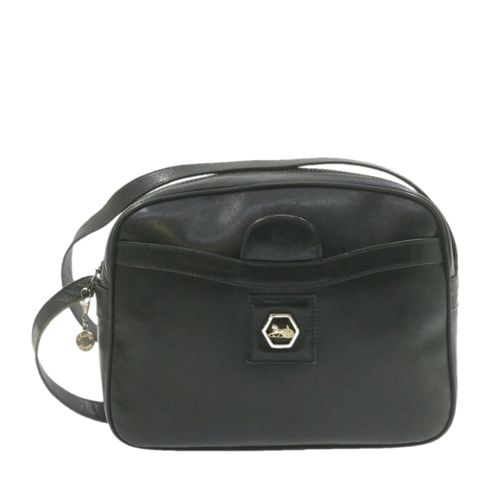 CELINE Horse Carriage Macadam Shoulder Bag Leather Black  am1005g