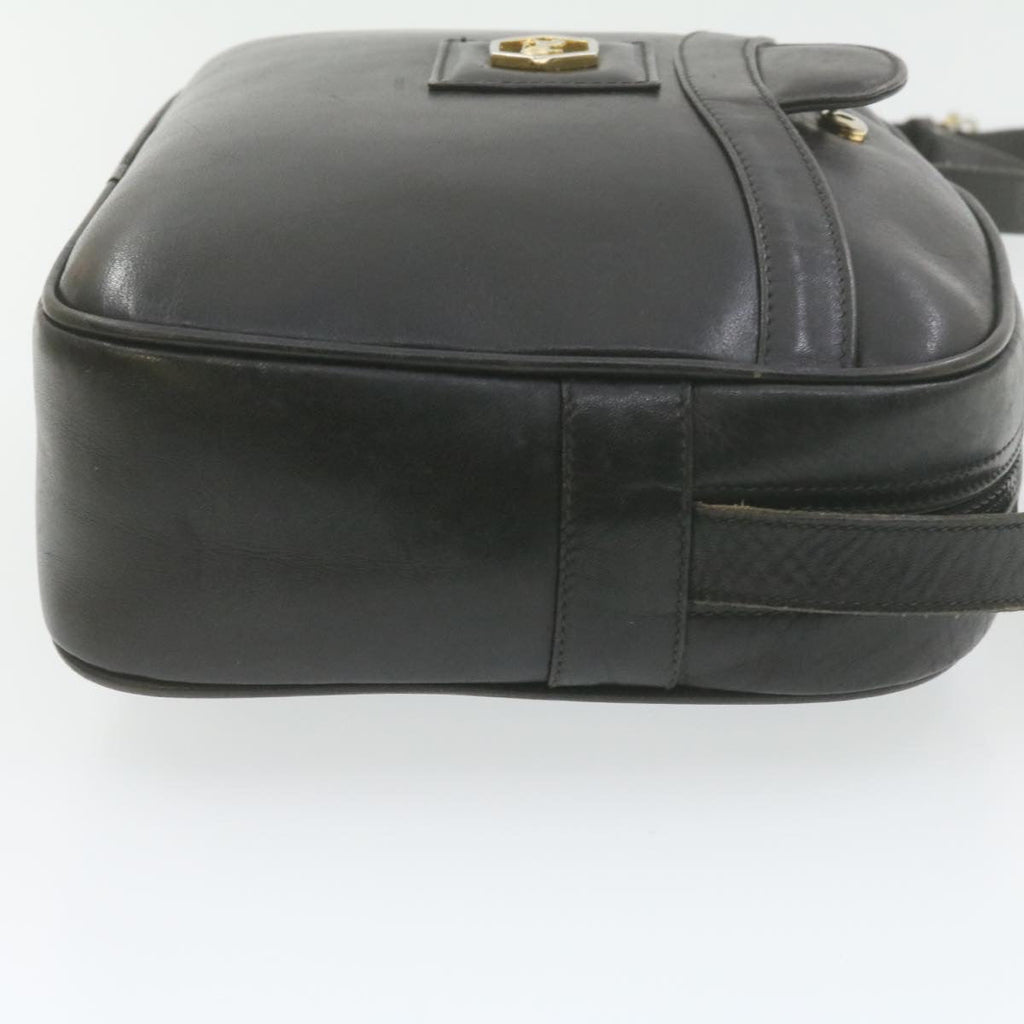 CELINE Horse Carriage Macadam Shoulder Bag Leather Black  am1005g