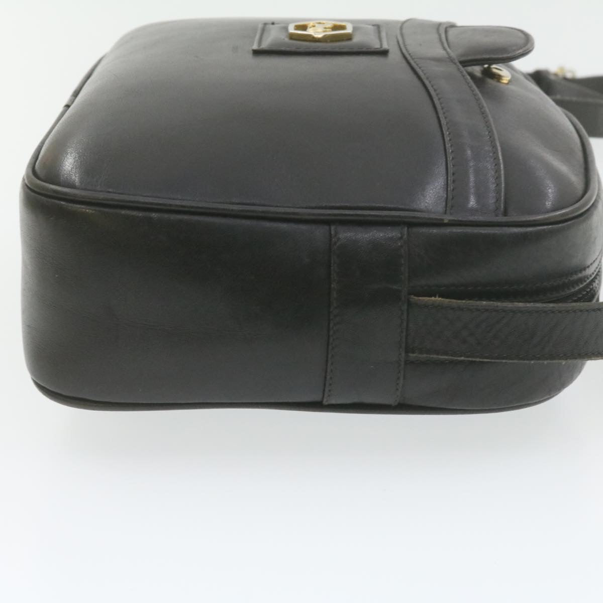 CELINE Horse Carriage Macadam Shoulder Bag Leather Black  am1005g